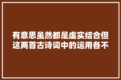 有意思虽然都是虚实结合但这两首古诗词中的运用各不相同