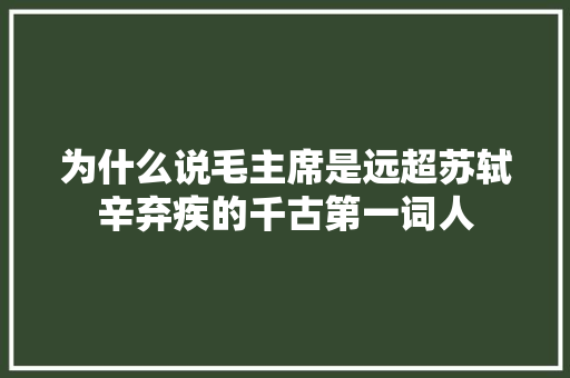为什么说毛主席是远超苏轼辛弃疾的千古第一词人