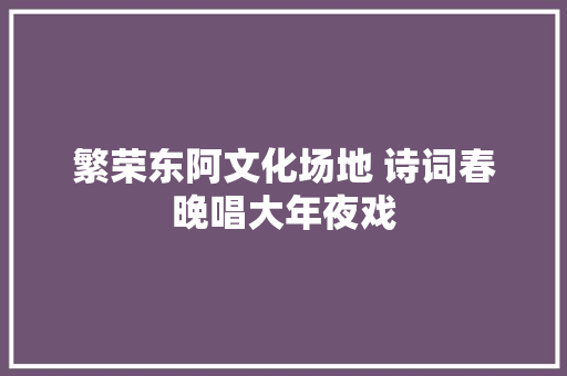 繁荣东阿文化场地 诗词春晚唱大年夜戏