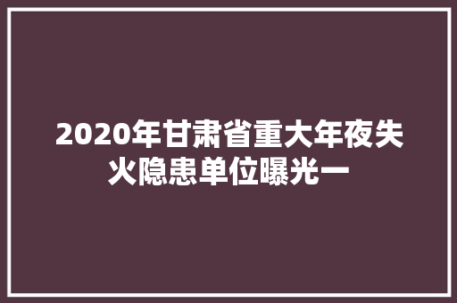 2020年甘肃省重大年夜失火隐患单位曝光一