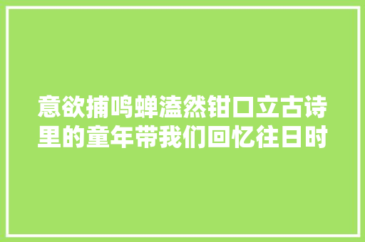 意欲捕鸣蝉溘然钳口立古诗里的童年带我们回忆往日时光