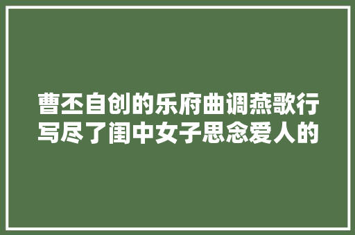 曹丕自创的乐府曲调燕歌行写尽了闺中女子思念爱人的襟曲