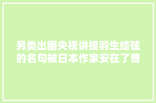 另类出圈央视讲授羽生结弦的名句被日本作家安在了曹植身上