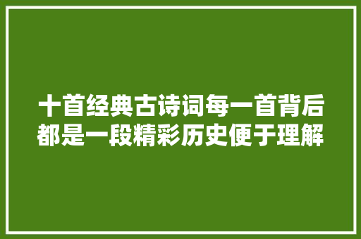 十首经典古诗词每一首背后都是一段精彩历史便于理解记忆
