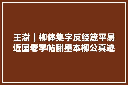 王澍｜柳体集字反经箴平易近国老字帖翻墨本柳公真迹再现