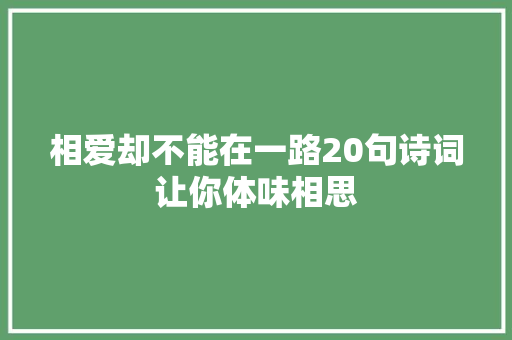 相爱却不能在一路20句诗词让你体味相思