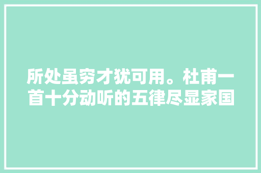 所处虽穷才犹可用。杜甫一首十分动听的五律尽显家国情怀