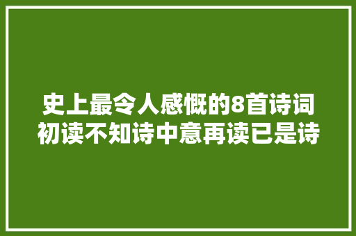史上最令人感慨的8首诗词初读不知诗中意再读已是诗中人
