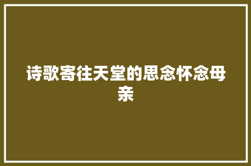 诗歌寄往天堂的思念怀念母亲
