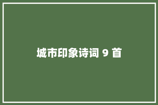 城市印象诗词 9 首