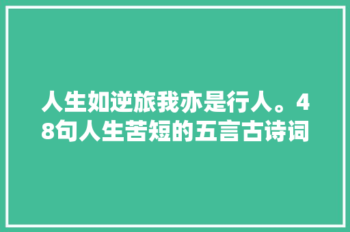 人生如逆旅我亦是行人。48句人生苦短的五言古诗词诗短情长