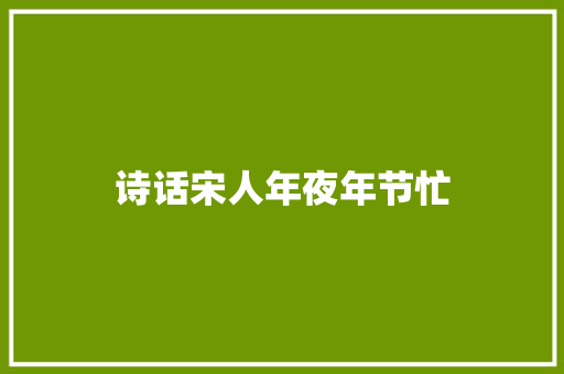 诗话宋人年夜年节忙