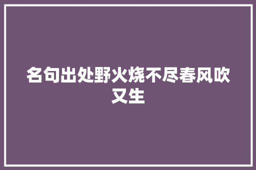 名句出处野火烧不尽春风吹又生