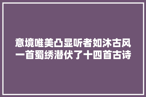 意境唯美凸显听者如沐古风一首蜀绣潜伏了十四首古诗词