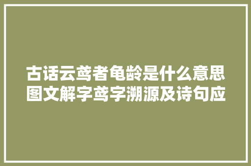 古话云鸢者龟龄是什么意思图文解字鸢字溯源及诗句应用