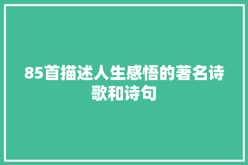 85首描述人生感悟的著名诗歌和诗句