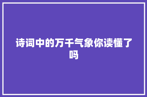 诗词中的万千气象你读懂了吗