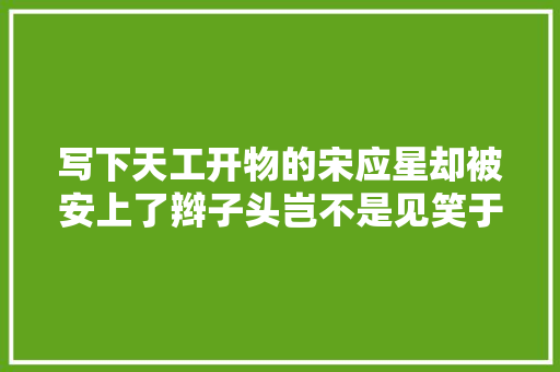 写下天工开物的宋应星却被安上了辫子头岂不是见笑于人
