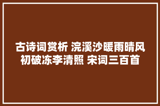 古诗词赏析 浣溪沙暖雨晴风初破冻李清照 宋词三百首