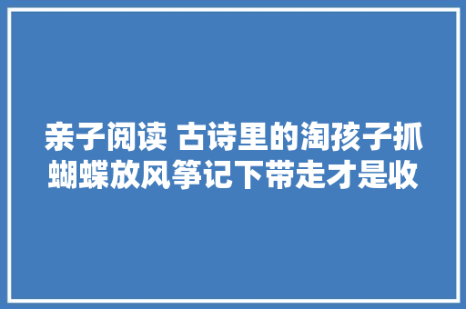 亲子阅读 古诗里的淘孩子抓蝴蝶放风筝记下带走才是收成