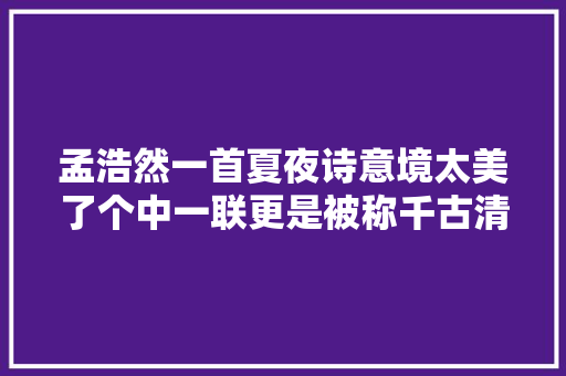 孟浩然一首夏夜诗意境太美了个中一联更是被称千古清绝
