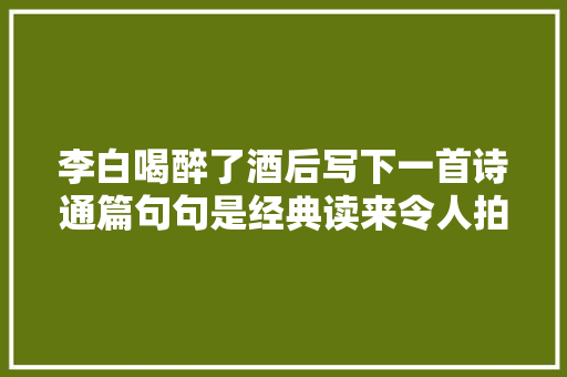 李白喝醉了酒后写下一首诗通篇句句是经典读来令人拍桌赞叹