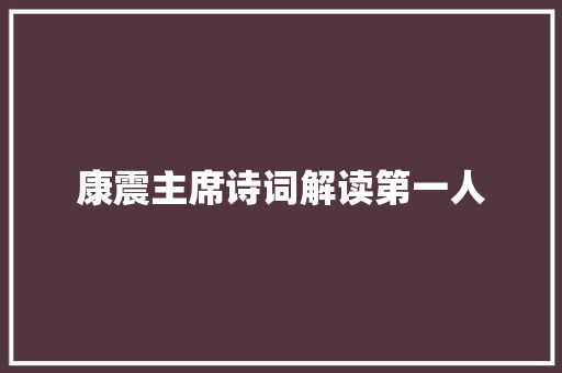 康震主席诗词解读第一人
