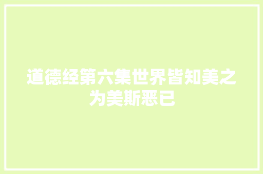 道德经第六集世界皆知美之为美斯恶已