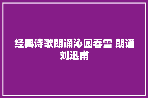 经典诗歌朗诵沁园春雪 朗诵刘迅甫