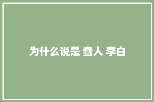 为什么说是 蠢人 李白