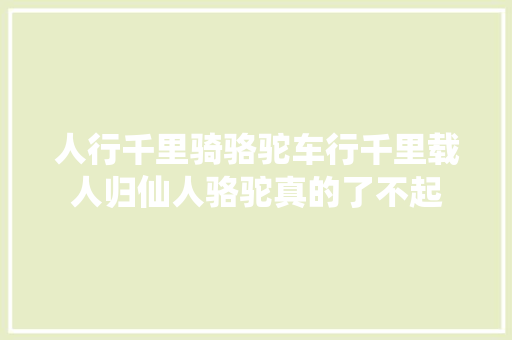 人行千里骑骆驼车行千里载人归仙人骆驼真的了不起