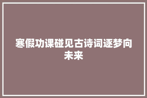 寒假功课碰见古诗词逐梦向未来