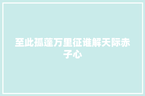 至此孤蓬万里征谁解天际赤子心