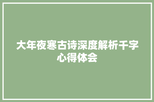 大年夜寒古诗深度解析千字心得体会