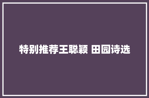 特别推荐王聪颖 田园诗选