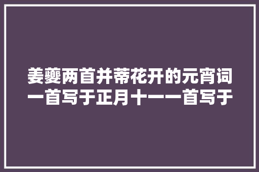 姜夔两首并蒂花开的元宵词一首写于正月十一一首写于正月十五