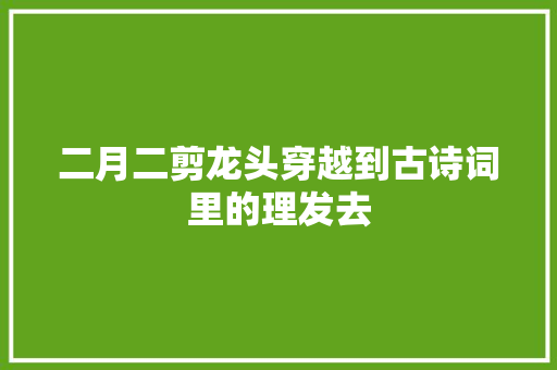 二月二剪龙头穿越到古诗词里的理发去