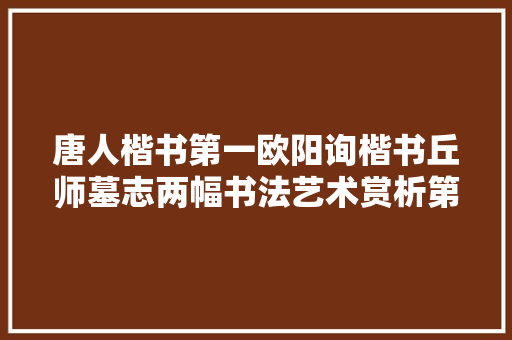 唐人楷书第一欧阳询楷书丘师墓志两幅书法艺术赏析第四集