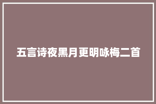 五言诗夜黑月更明咏梅二首