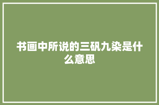 书画中所说的三矾九染是什么意思