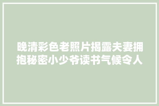 晚清彩色老照片揭露夫妻拥抱秘密小少爷读书气候令人称奇