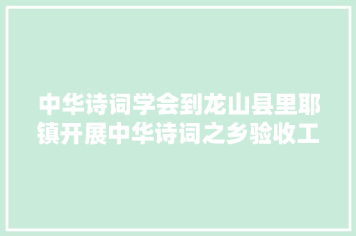 中华诗词学会到龙山县里耶镇开展中华诗词之乡验收工作