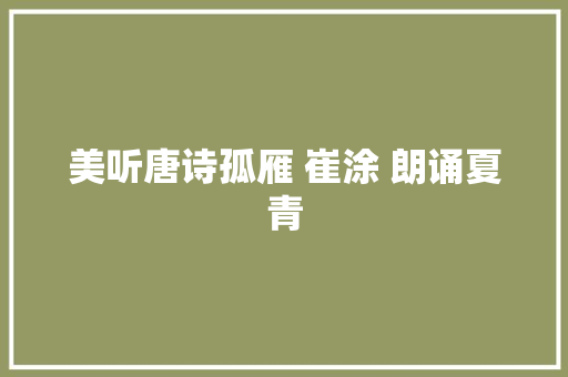 美听唐诗孤雁 崔涂 朗诵夏青