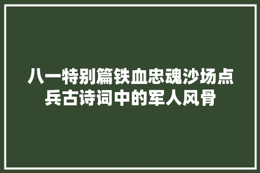 八一特别篇铁血忠魂沙场点兵古诗词中的军人风骨
