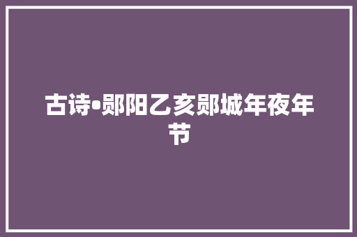 古诗•郧阳乙亥郧城年夜年节