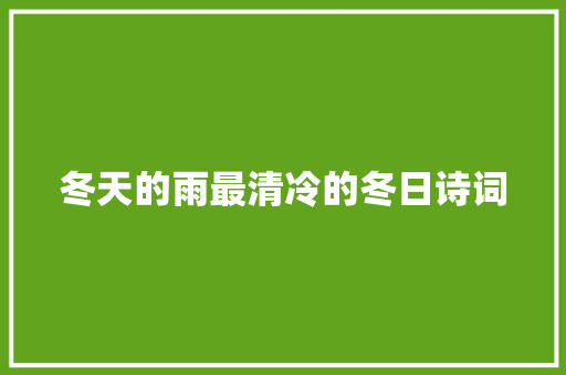 冬天的雨最清冷的冬日诗词