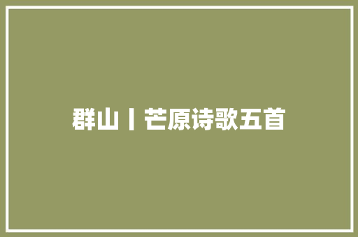 群山丨芒原诗歌五首