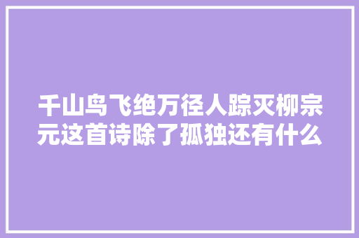 千山鸟飞绝万径人踪灭柳宗元这首诗除了孤独还有什么
