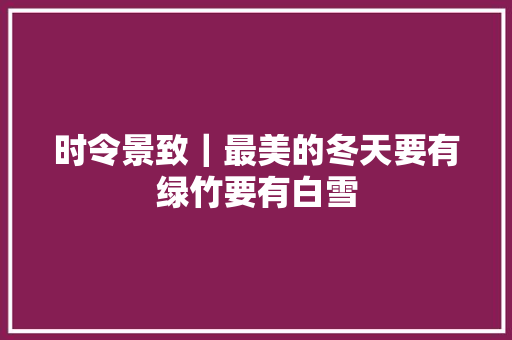时令景致｜最美的冬天要有绿竹要有白雪