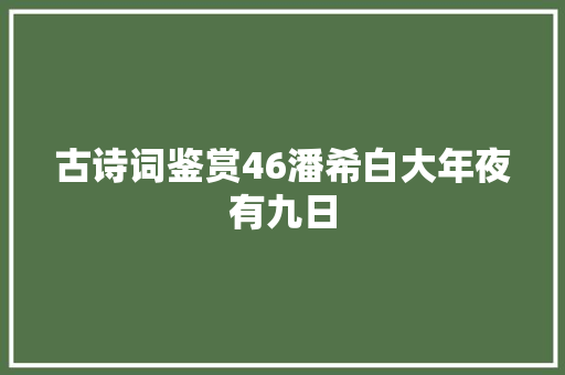 古诗词鉴赏46潘希白大年夜有九日